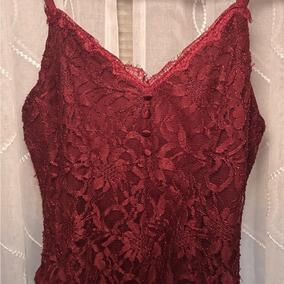 Burgundy Lace Bodysuit with sheer back and embroidered front - Picture 2 of 8